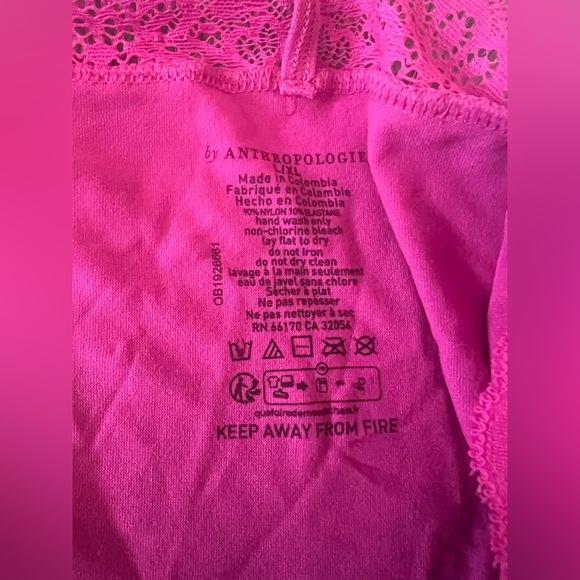 Anthropologie stretch Pink Lace Trim Halter Top l/xl boho chic Barbie ballet nwt - Picture 4 of 4